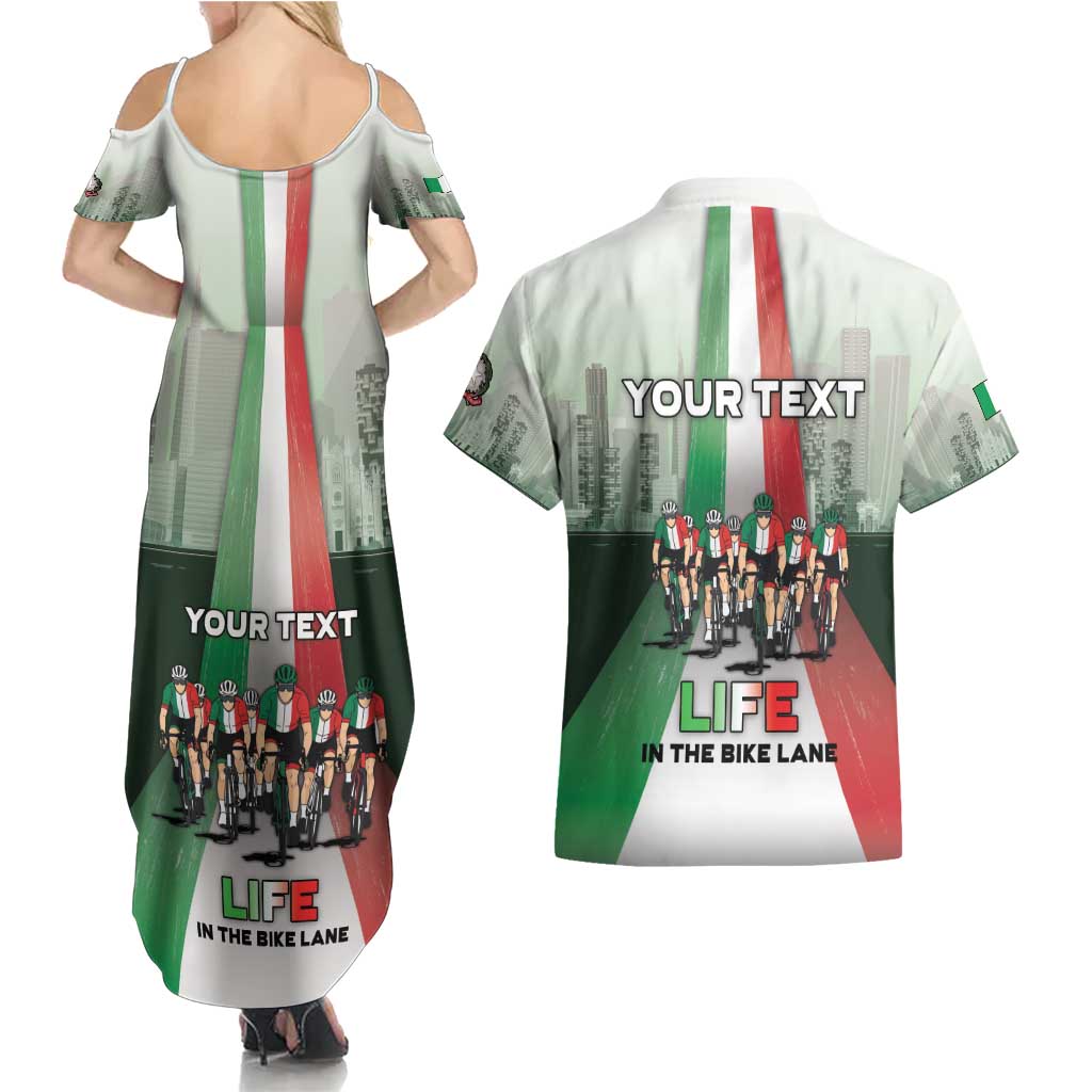 Personalized Italy Cycling Couples Matching Summer Maxi Dress and Hawaiian Shirt Life In The Bike Lane - Wonder Print Shop