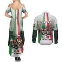 Personalized Italy Cycling Couples Matching Summer Maxi Dress and Long Sleeve Button Shirt Life In The Bike Lane - Wonder Print Shop