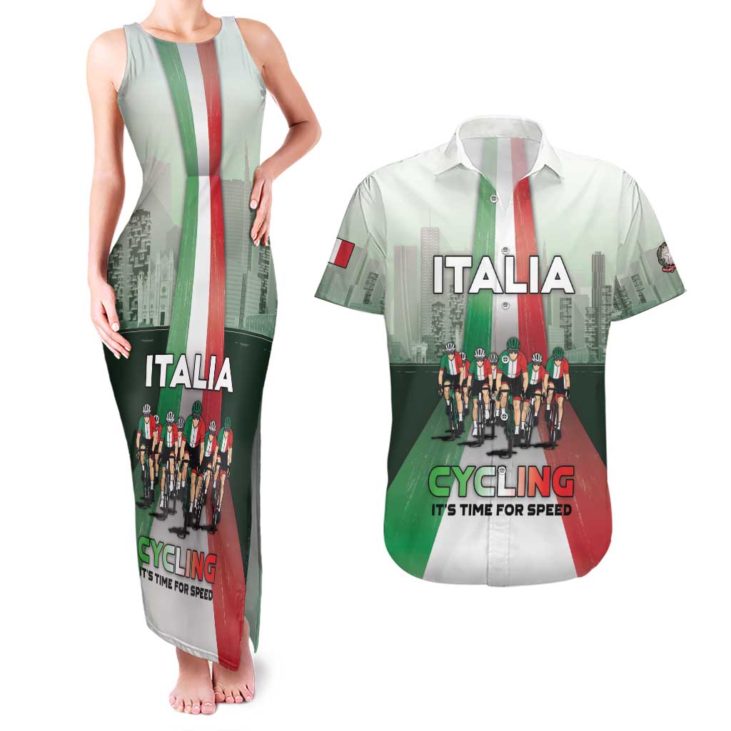Personalized Italy Cycling Couples Matching Tank Maxi Dress and Hawaiian Shirt Life In The Bike Lane - Wonder Print Shop