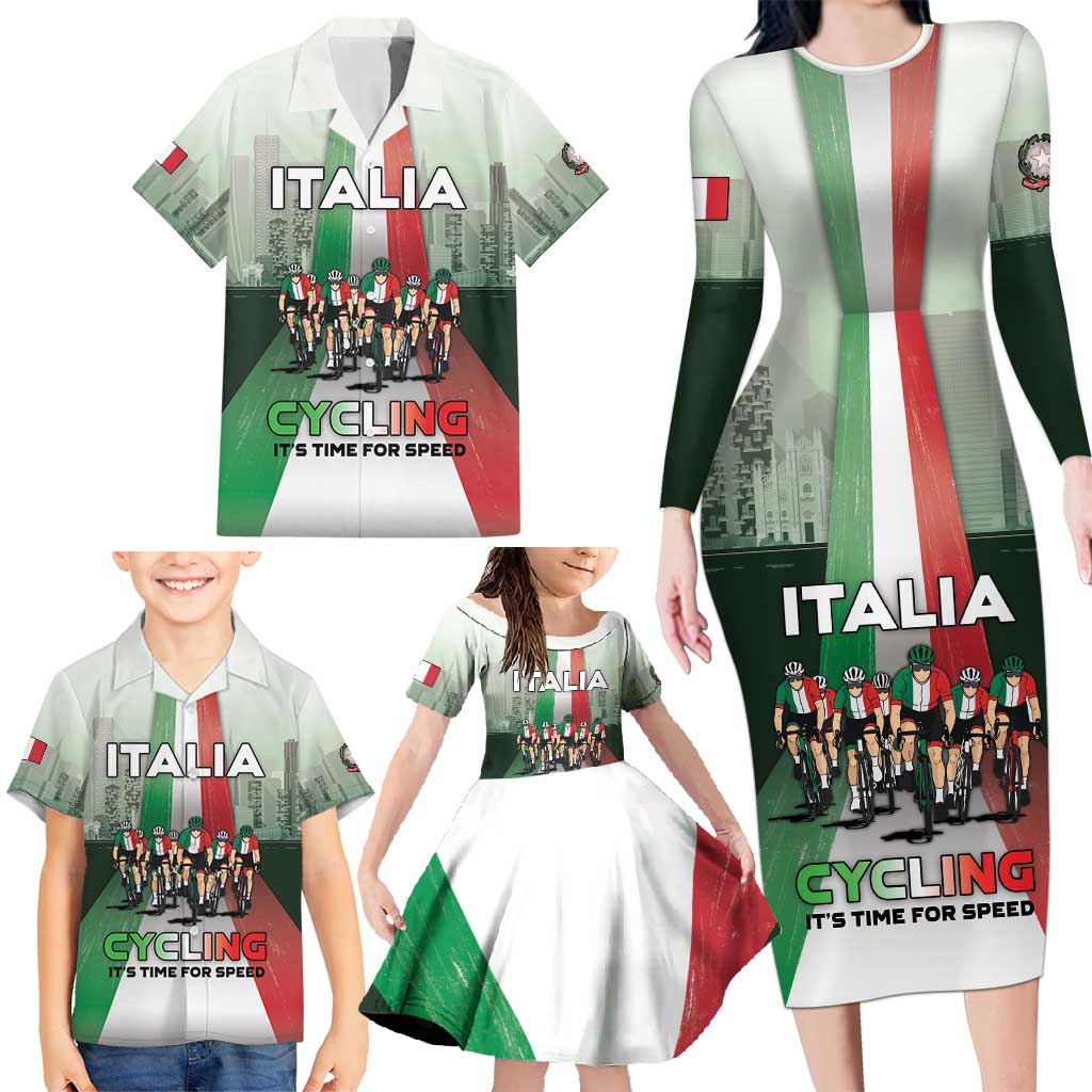 Personalized Italy Cycling Family Matching Long Sleeve Bodycon Dress and Hawaiian Shirt Life In The Bike Lane - Wonder Print Shop