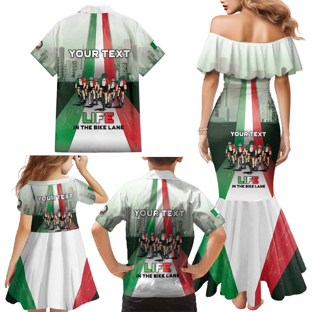 Personalized Italy Cycling Family Matching Mermaid Dress and Hawaiian Shirt Life In The Bike Lane - Wonder Print Shop