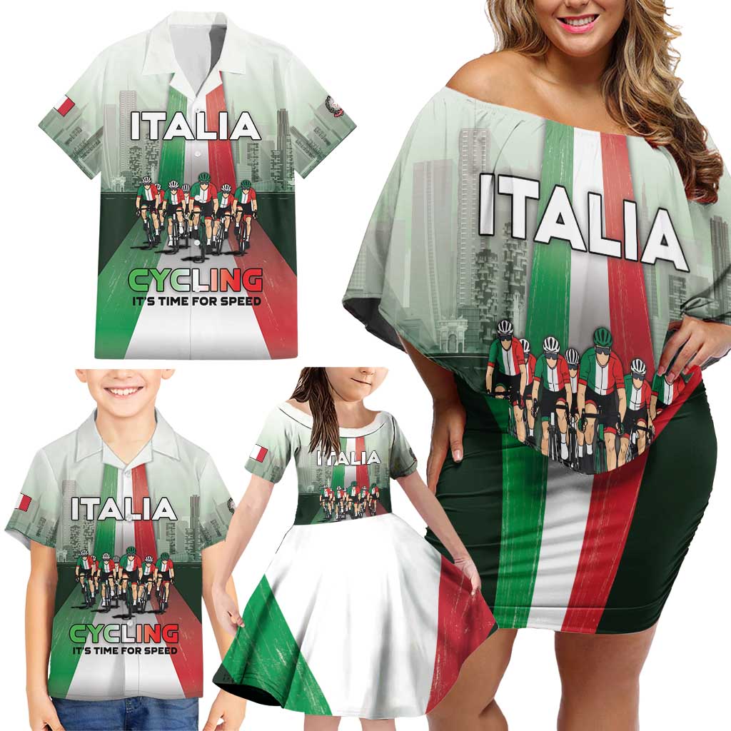 Personalized Italy Cycling Family Matching Off Shoulder Short Dress and Hawaiian Shirt Life In The Bike Lane - Wonder Print Shop