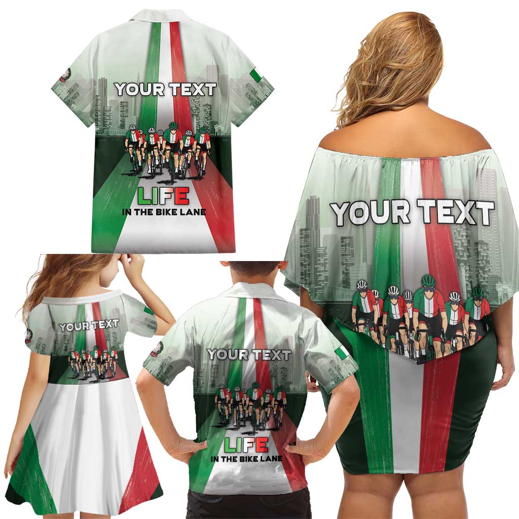 Personalized Italy Cycling Family Matching Off Shoulder Short Dress and Hawaiian Shirt Life In The Bike Lane - Wonder Print Shop