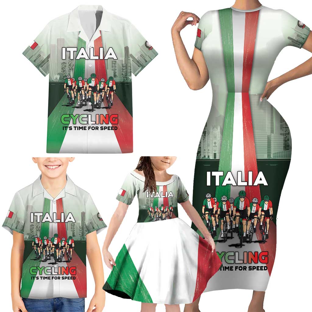 Personalized Italy Cycling Family Matching Short Sleeve Bodycon Dress and Hawaiian Shirt Life In The Bike Lane - Wonder Print Shop