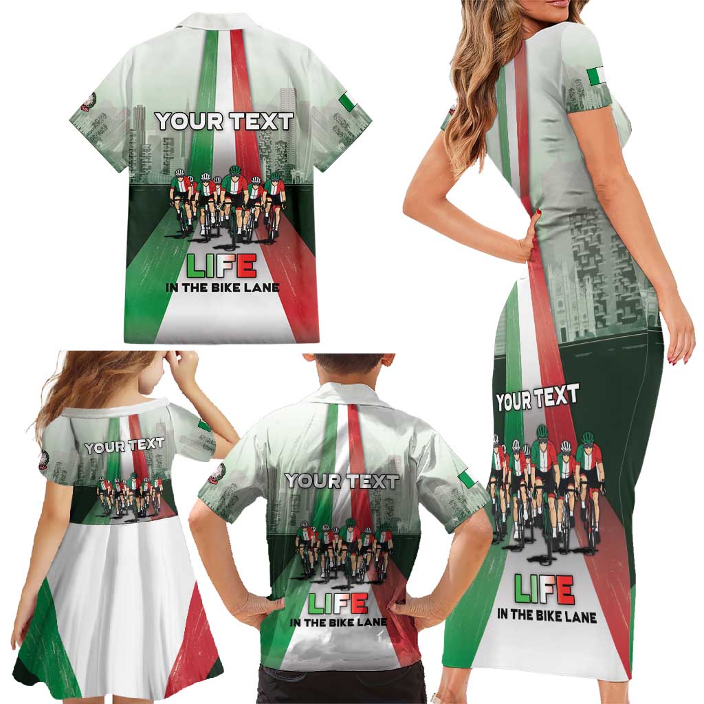 Personalized Italy Cycling Family Matching Short Sleeve Bodycon Dress and Hawaiian Shirt Life In The Bike Lane - Wonder Print Shop