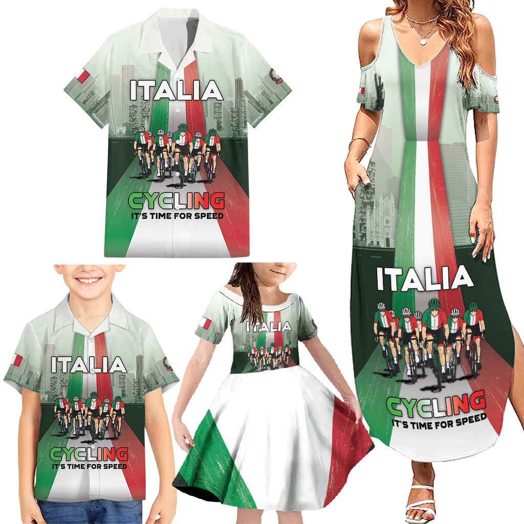 Personalized Italy Cycling Family Matching Summer Maxi Dress and Hawaiian Shirt Life In The Bike Lane - Wonder Print Shop