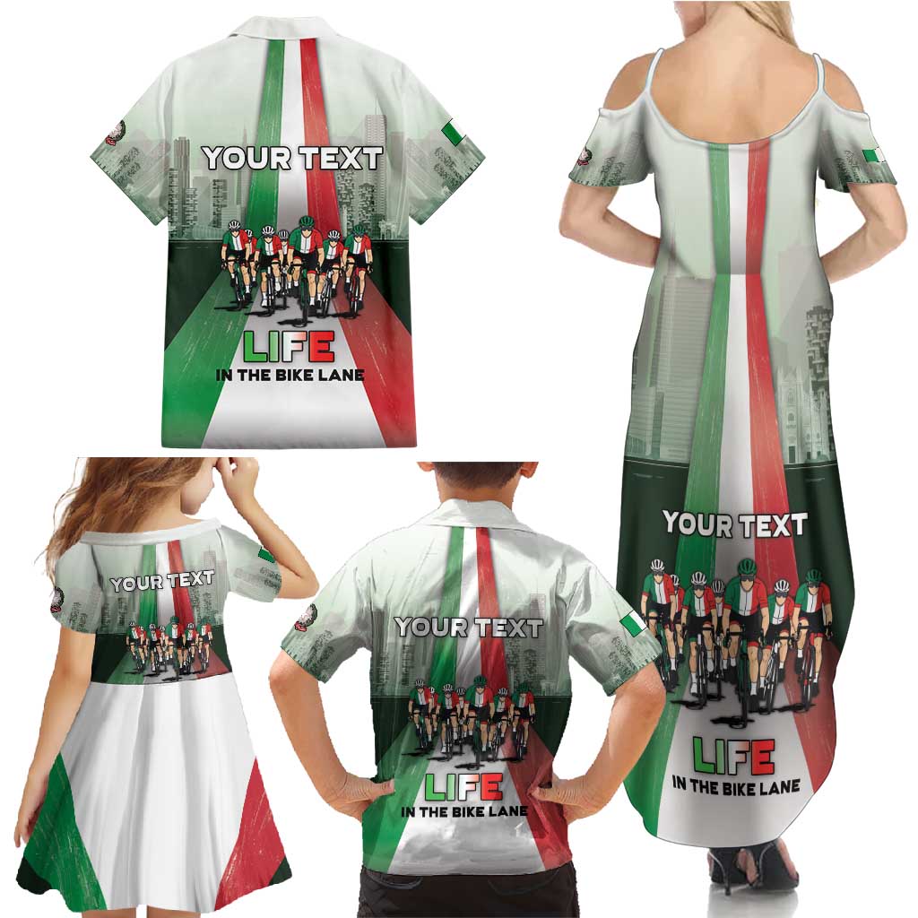 Personalized Italy Cycling Family Matching Summer Maxi Dress and Hawaiian Shirt Life In The Bike Lane - Wonder Print Shop