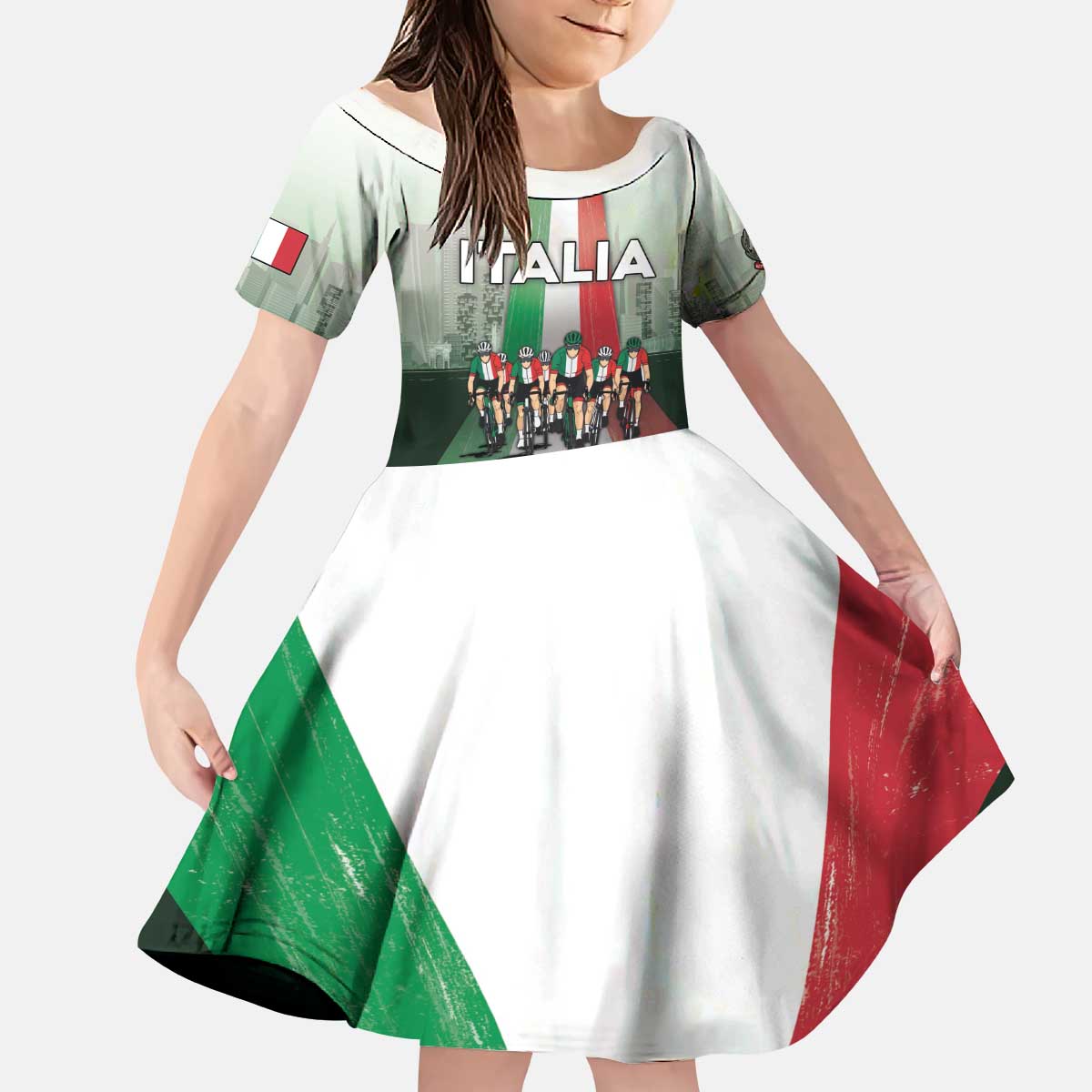 Personalized Italy Cycling Kid Short Sleeve Dress Life In The Bike Lane - Wonder Print Shop