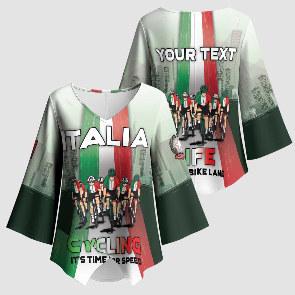 Personalized Italy Cycling Kimono Sleeve Blouse Life In The Bike Lane - Wonder Print Shop