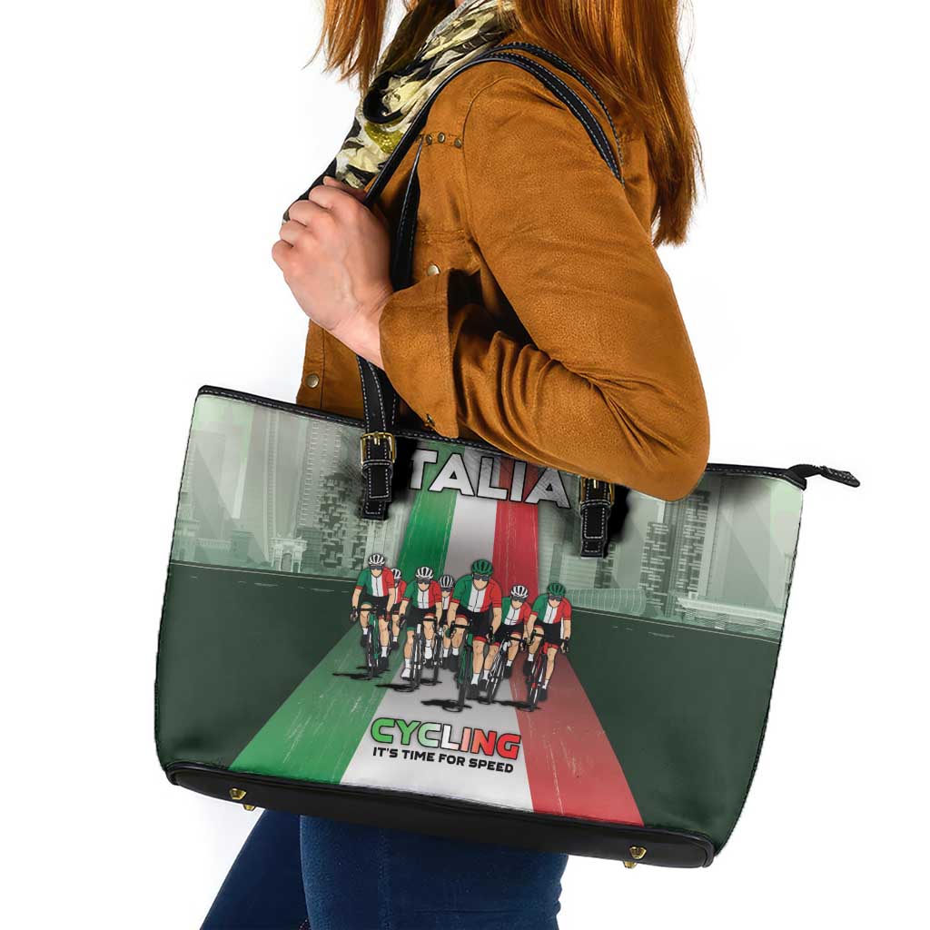 Italy Cycling Leather Tote Bag Life In The Bike Lane - Wonder Print Shop