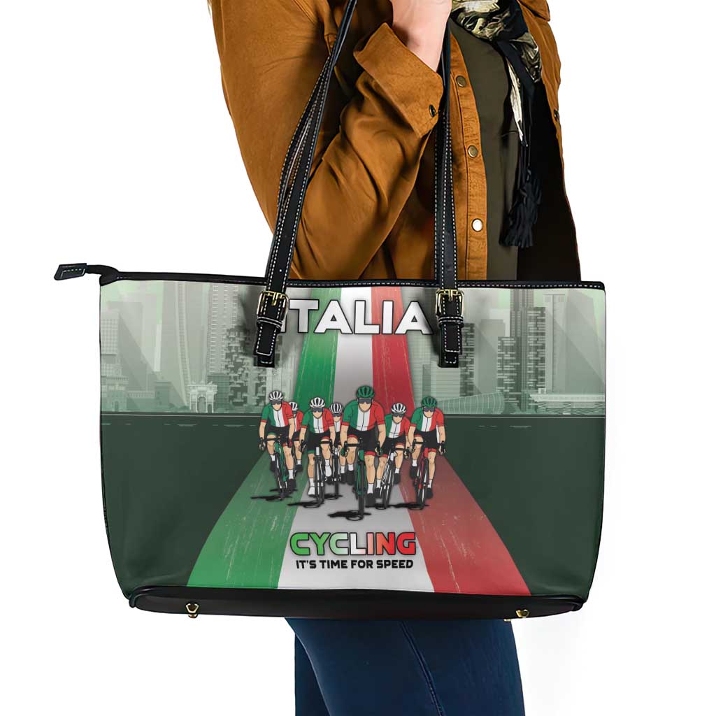 Italy Cycling Leather Tote Bag Life In The Bike Lane - Wonder Print Shop