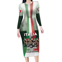 Personalized Italy Cycling Long Sleeve Bodycon Dress Life In The Bike Lane - Wonder Print Shop