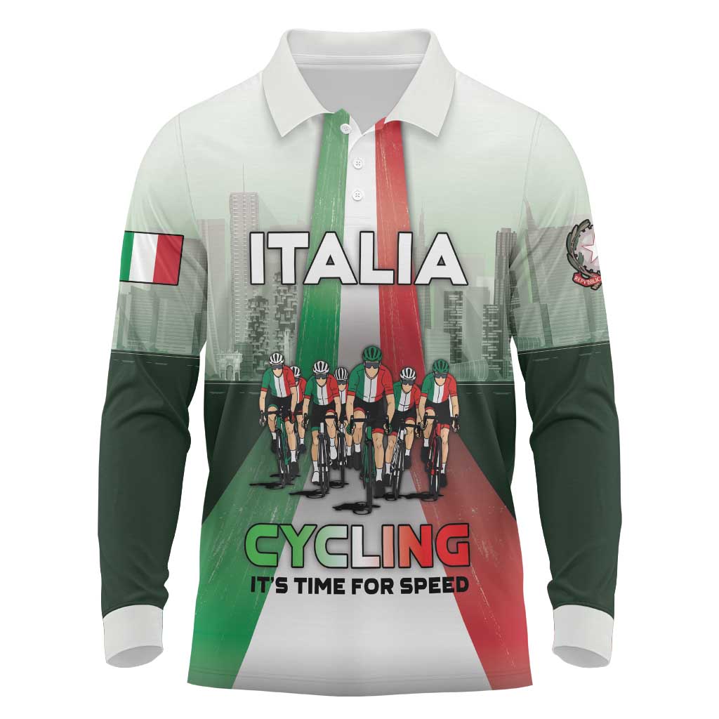 Personalized Italy Cycling Long Sleeve Polo Shirt Life In The Bike Lane - Wonder Print Shop