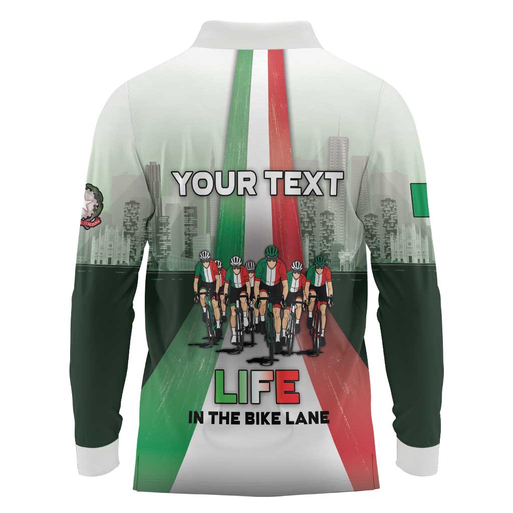 Personalized Italy Cycling Long Sleeve Polo Shirt Life In The Bike Lane - Wonder Print Shop