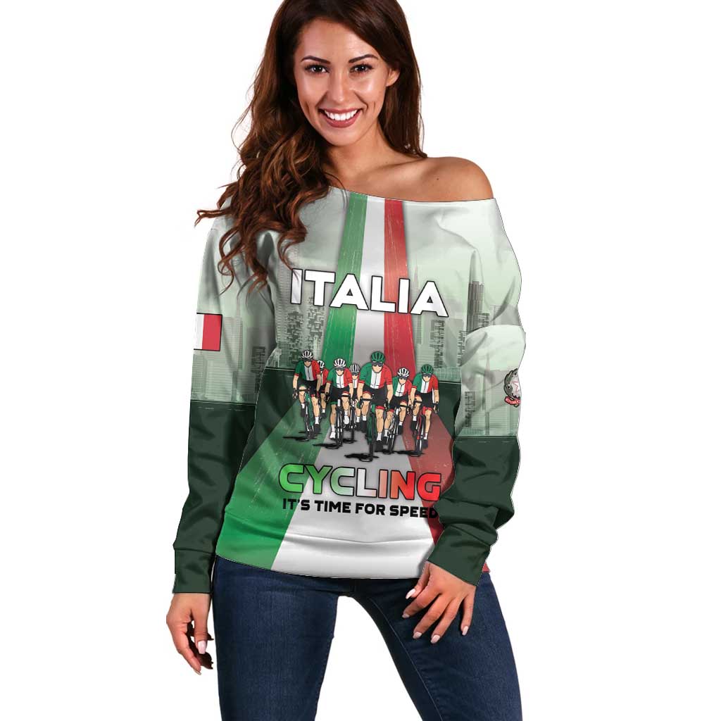 Personalized Italy Cycling Off Shoulder Sweater Life In The Bike Lane - Wonder Print Shop