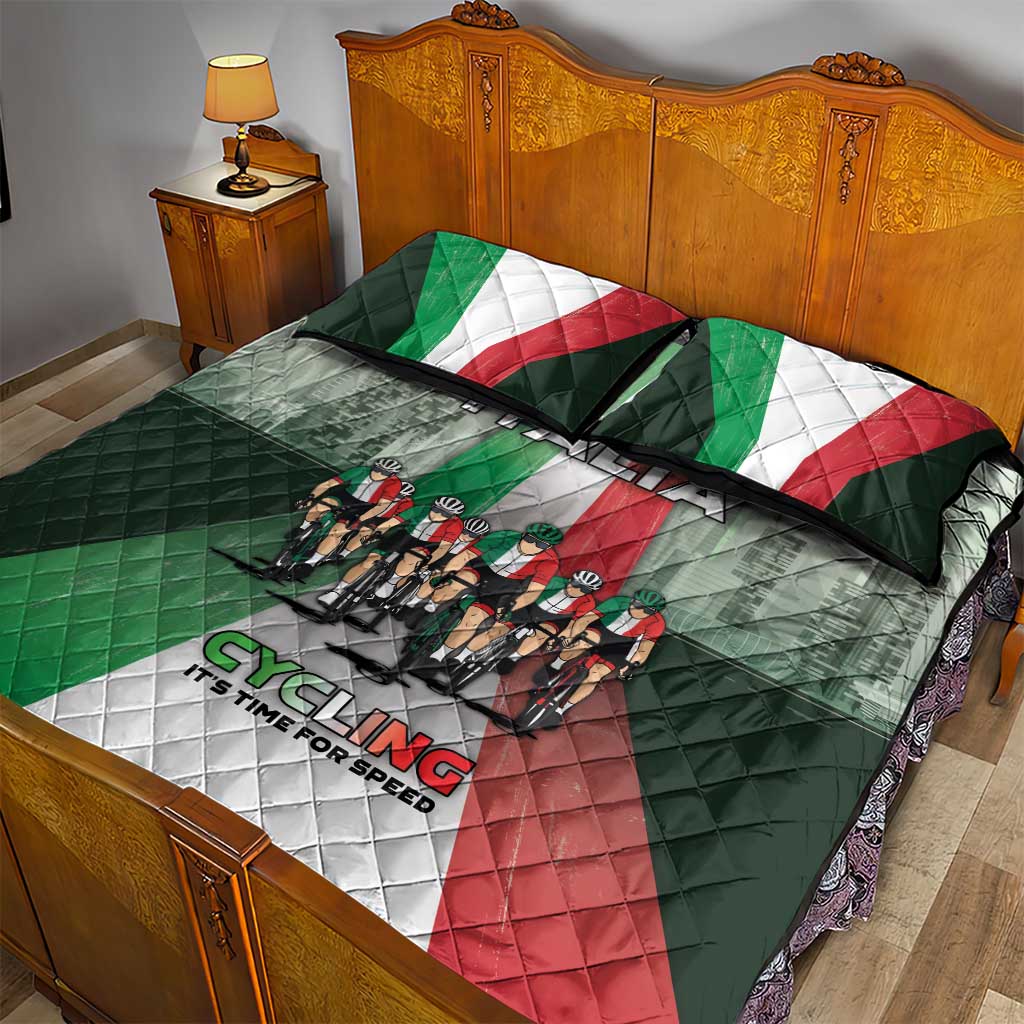Italy Cycling Quilt Bed Set Life In The Bike Lane - Wonder Print Shop