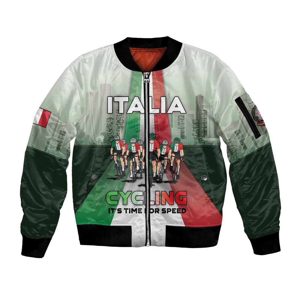 Personalized Italy Cycling Sleeve Zip Bomber Jacket Life In The Bike Lane - Wonder Print Shop