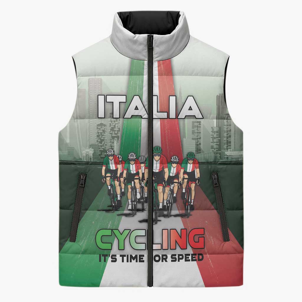 Personalized Italy Cycling Sleeveless Puffer Jacket Life In The Bike Lane - Wonder Print Shop