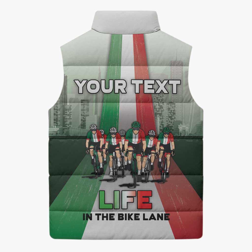 Personalized Italy Cycling Sleeveless Puffer Jacket Life In The Bike Lane - Wonder Print Shop
