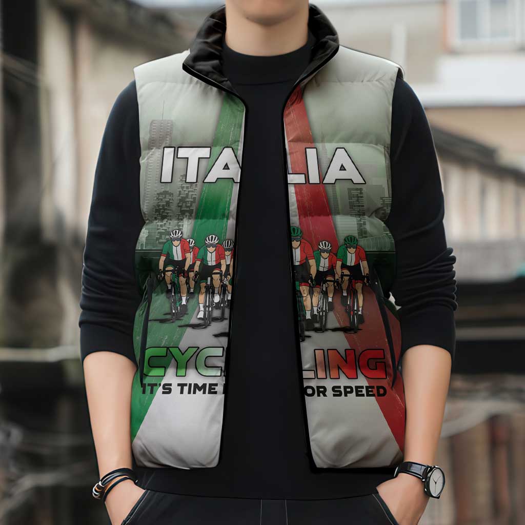 Personalized Italy Cycling Sleeveless Puffer Jacket Life In The Bike Lane - Wonder Print Shop