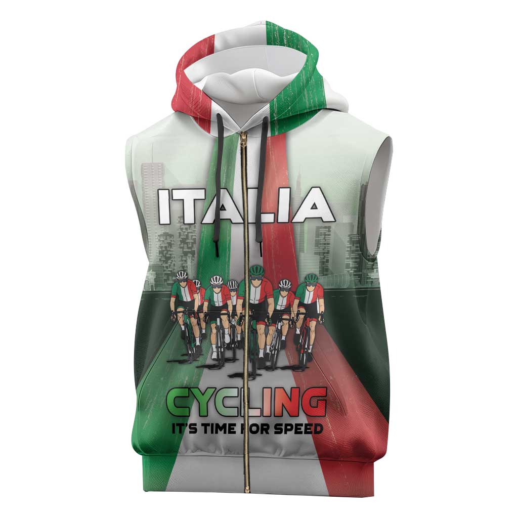 Personalized Italy Cycling Sleeveless Zip Hoodie Life In The Bike Lane - Wonder Print Shop