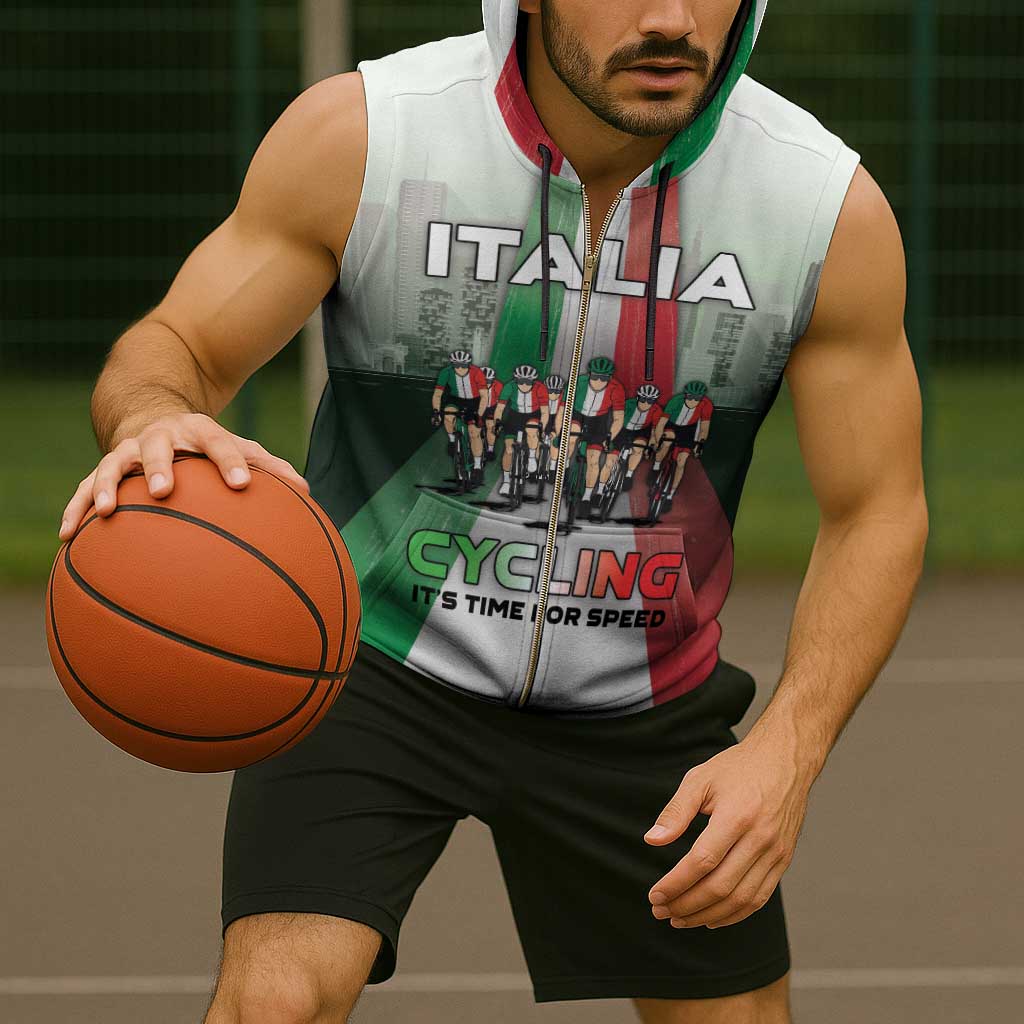 Personalized Italy Cycling Sleeveless Zip Hoodie Life In The Bike Lane - Wonder Print Shop