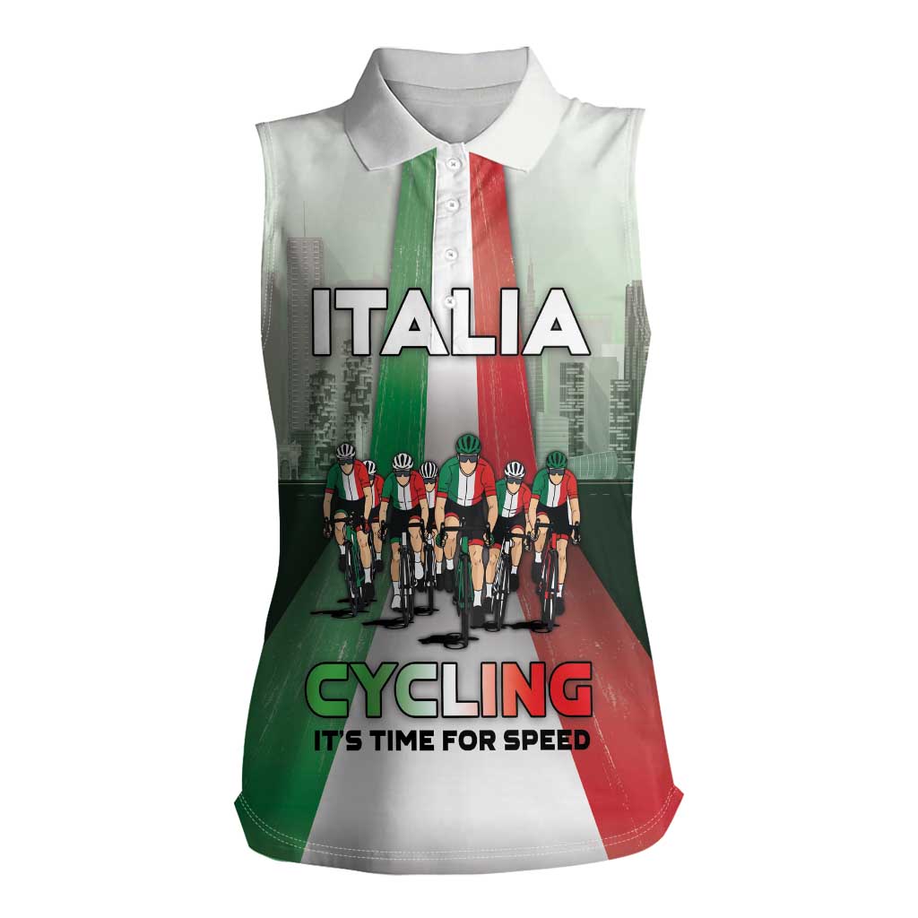 Personalized Italy Cycling Women Sleeveless Polo Shirt Life In The Bike Lane - Wonder Print Shop