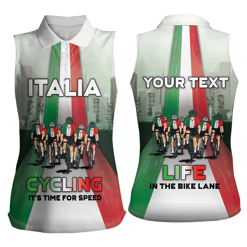 Personalized Italy Cycling Women Sleeveless Polo Shirt Life In The Bike Lane - Wonder Print Shop