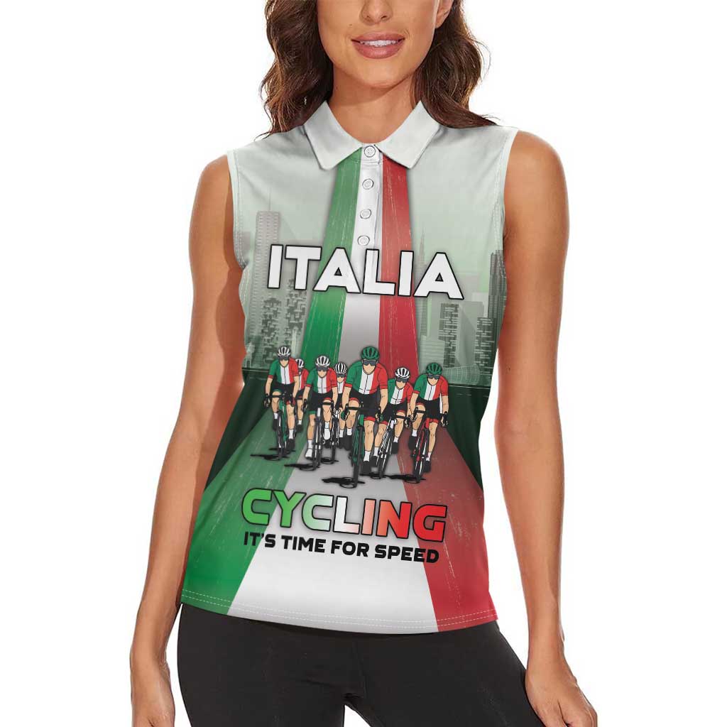 Personalized Italy Cycling Women Sleeveless Polo Shirt Life In The Bike Lane - Wonder Print Shop