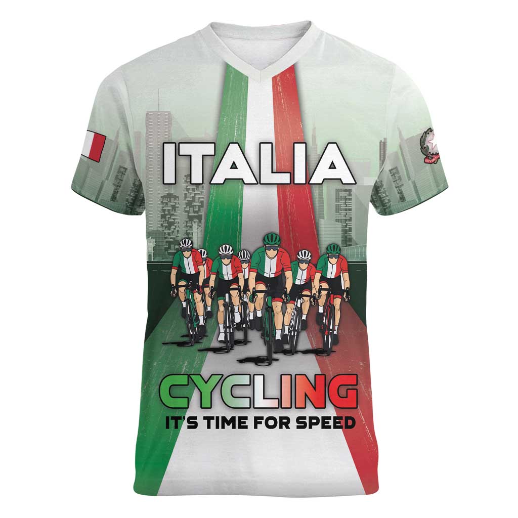Personalized Italy Cycling Women V-Neck T-Shirt Life In The Bike Lane - Wonder Print Shop