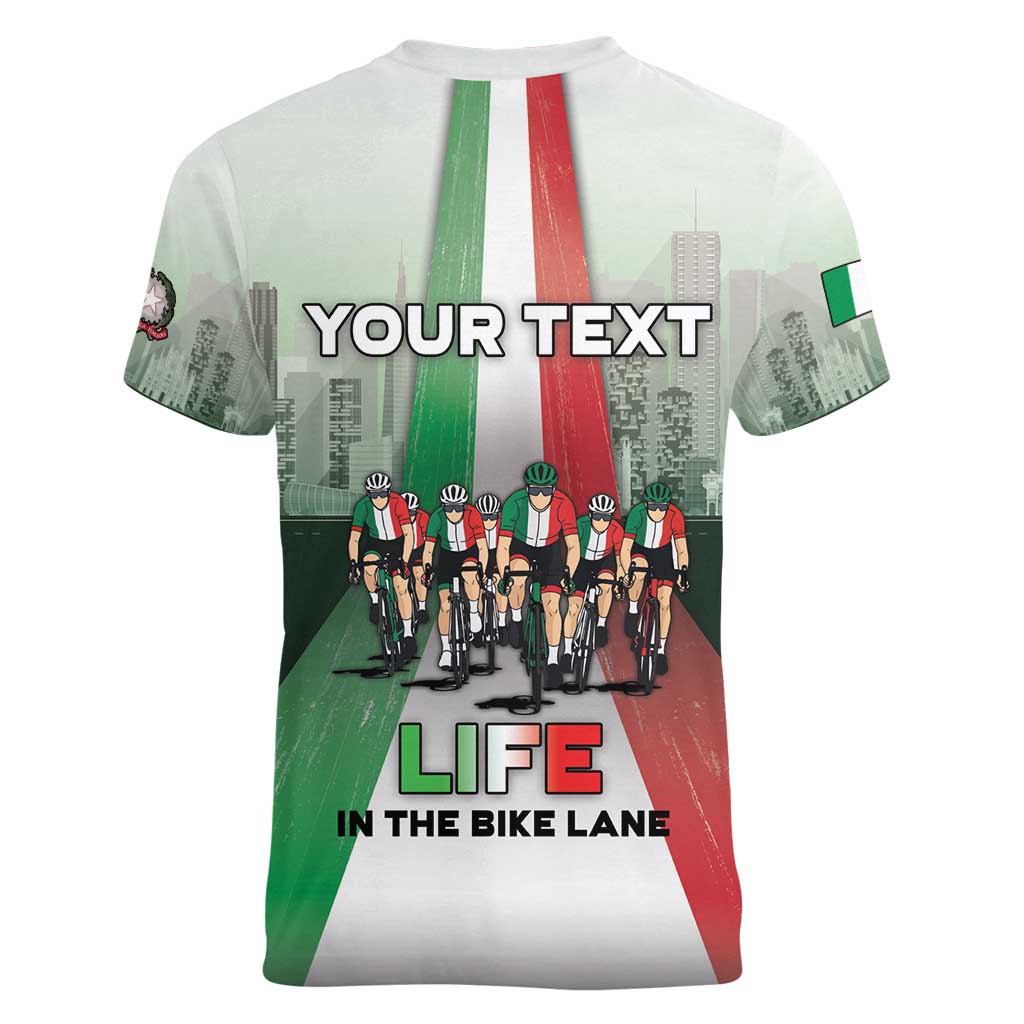 Personalized Italy Cycling Women V-Neck T-Shirt Life In The Bike Lane - Wonder Print Shop