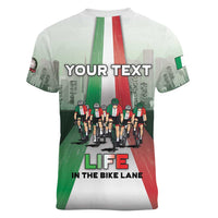 Personalized Italy Cycling Women V-Neck T-Shirt Life In The Bike Lane - Wonder Print Shop
