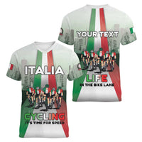 Personalized Italy Cycling Women V-Neck T-Shirt Life In The Bike Lane - Wonder Print Shop