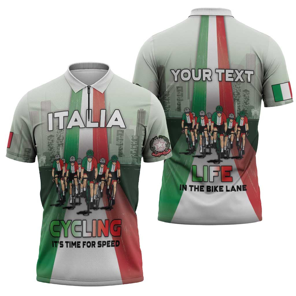 Personalized Italy Cycling Zipper Polo Shirt Life In The Bike Lane - Wonder Print Shop
