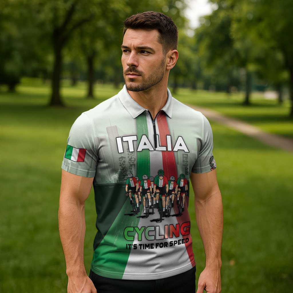 Personalized Italy Cycling Zipper Polo Shirt Life In The Bike Lane - Wonder Print Shop