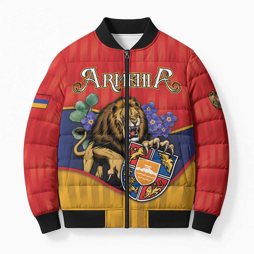 Personalized Armenia Bomber Puffer Jacket Lion As National Symbol - Wonder Print Shop