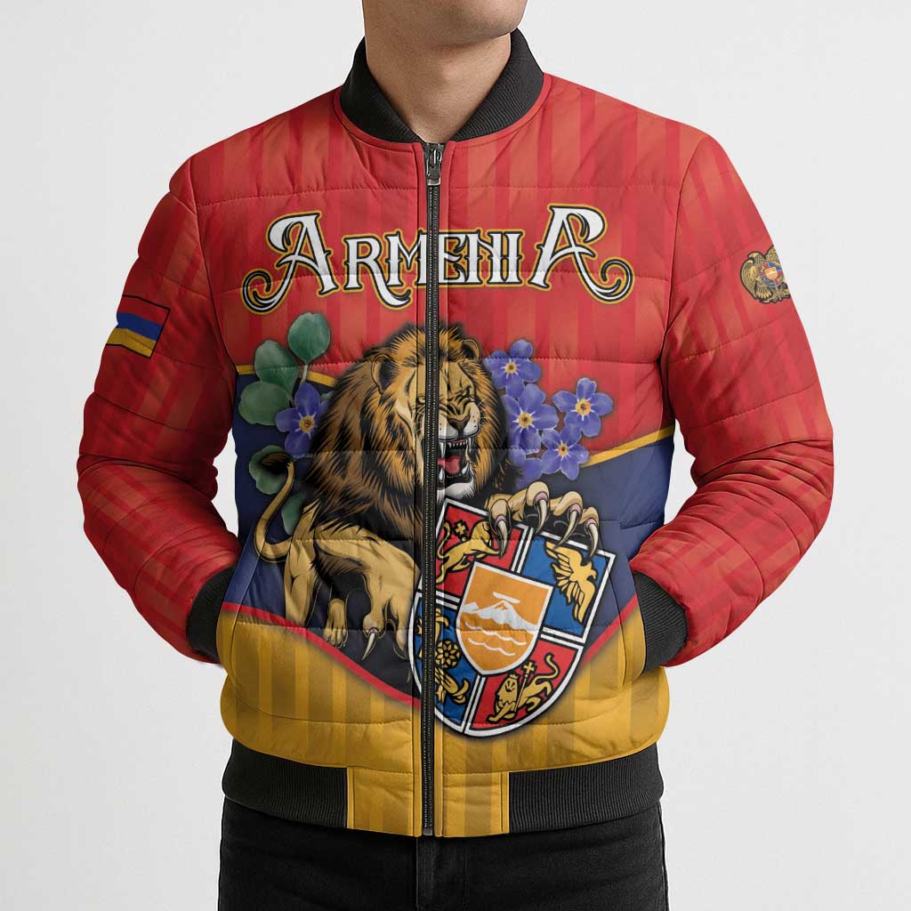 Personalized Armenia Bomber Puffer Jacket Lion As National Symbol - Wonder Print Shop