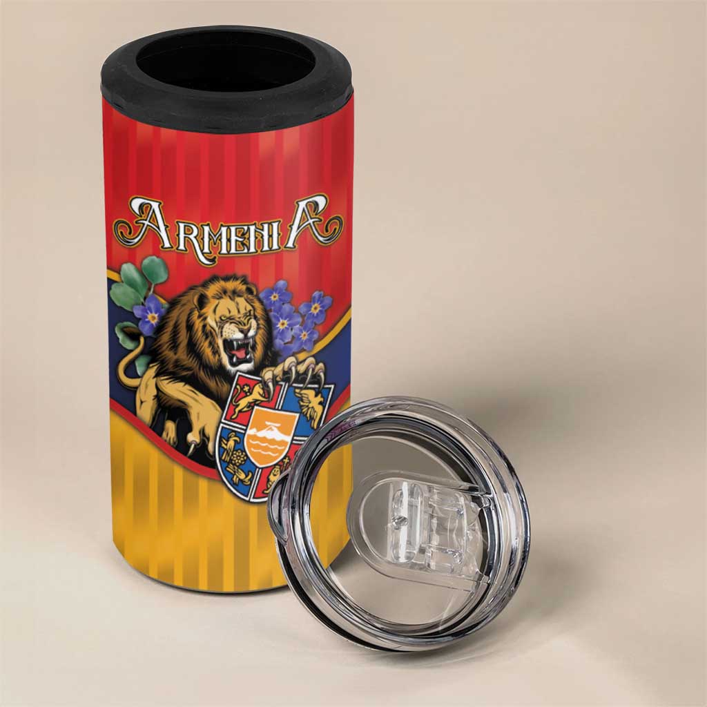 Personalized Armenia 4 in 1 Can Cooler Tumbler Lion As National Symbol - Wonder Print Shop