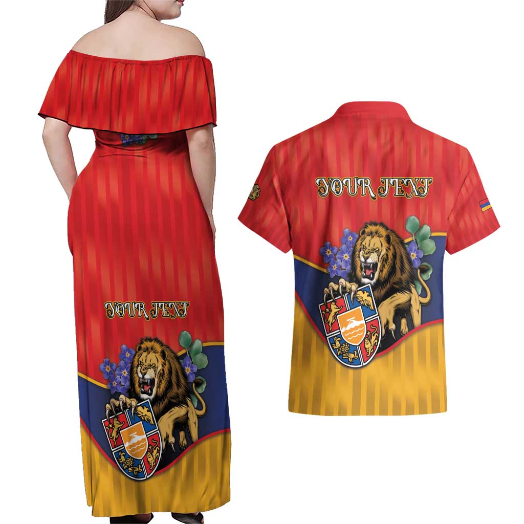 Personalized Armenia Couples Matching Off Shoulder Maxi Dress and Hawaiian Shirt Lion As National Symbol - Wonder Print Shop