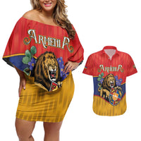 Personalized Armenia Couples Matching Off Shoulder Short Dress and Hawaiian Shirt Lion As National Symbol - Wonder Print Shop
