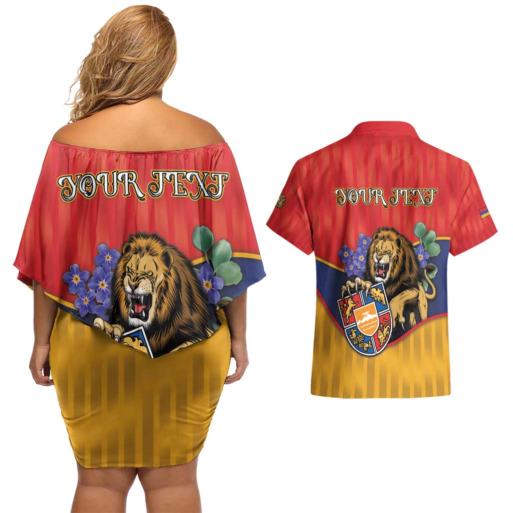 Personalized Armenia Couples Matching Off Shoulder Short Dress and Hawaiian Shirt Lion As National Symbol - Wonder Print Shop