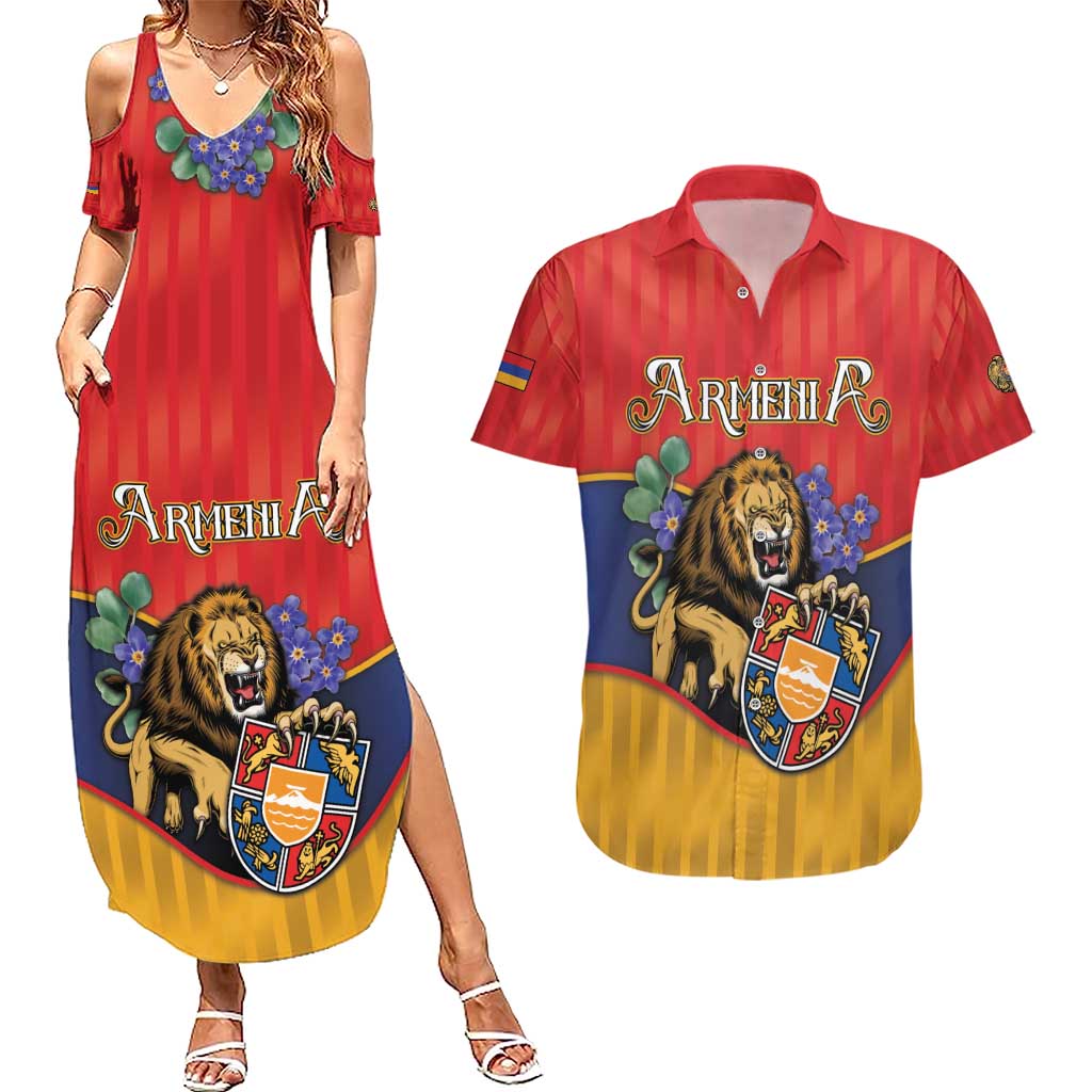 Personalized Armenia Couples Matching Summer Maxi Dress and Hawaiian Shirt Lion As National Symbol - Wonder Print Shop
