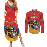 Personalized Armenia Couples Matching Summer Maxi Dress and Long Sleeve Button Shirt Lion As National Symbol - Wonder Print Shop