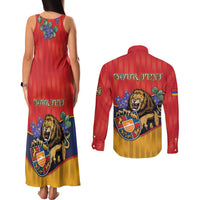 Personalized Armenia Couples Matching Tank Maxi Dress and Long Sleeve Button Shirt Lion As National Symbol - Wonder Print Shop