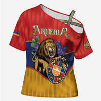 Personalized Armenia Cross Shoulder Shirt Lion As National Symbol - Wonder Print Shop