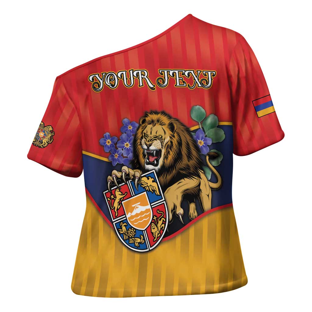 Personalized Armenia Cross Shoulder Shirt Lion As National Symbol - Wonder Print Shop