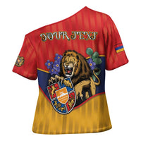 Personalized Armenia Cross Shoulder Shirt Lion As National Symbol - Wonder Print Shop