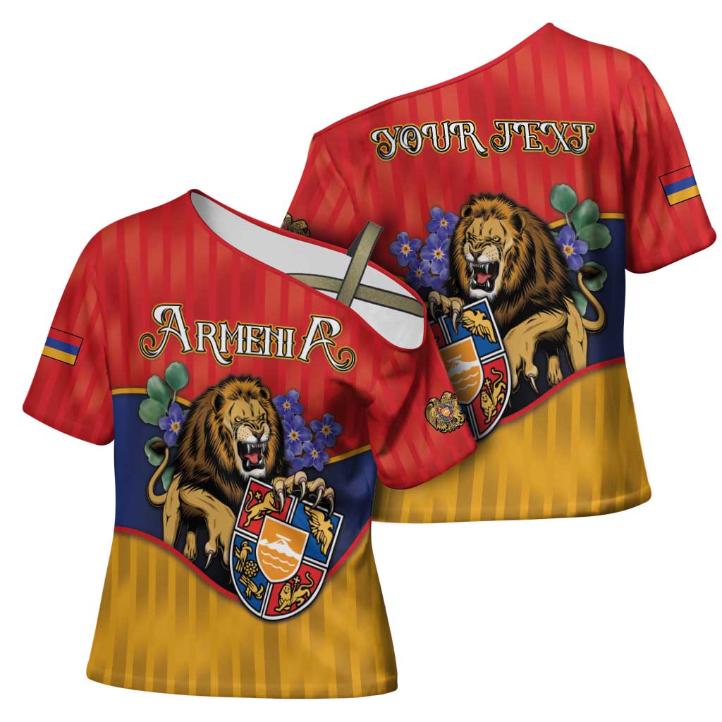 Personalized Armenia Cross Shoulder Shirt Lion As National Symbol - Wonder Print Shop