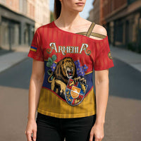 Personalized Armenia Cross Shoulder Shirt Lion As National Symbol - Wonder Print Shop