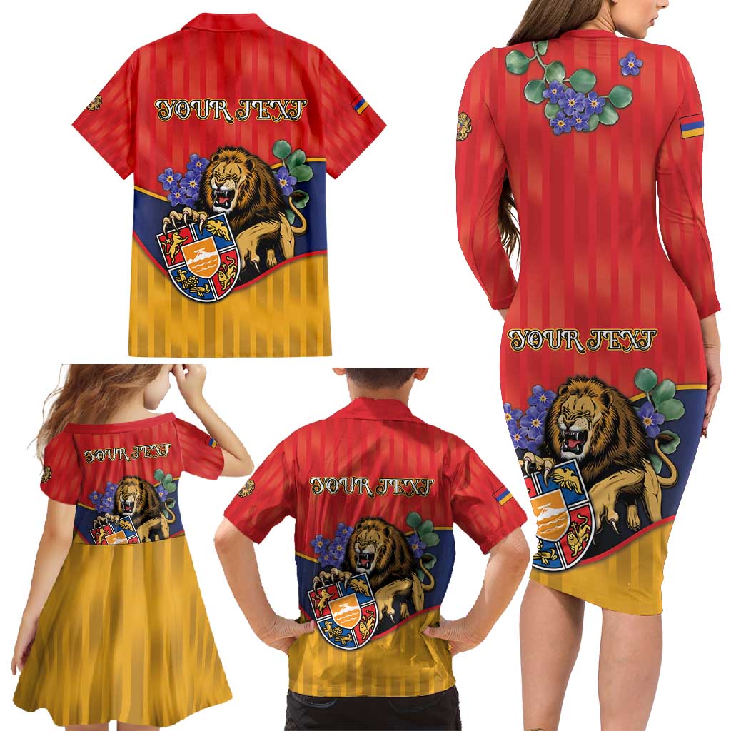 Personalized Armenia Family Matching Long Sleeve Bodycon Dress and Hawaiian Shirt Lion As National Symbol - Wonder Print Shop
